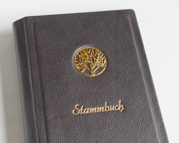 Stammbuch GOLDENE LEBENSBAUM aus schwarzem Nappaleder